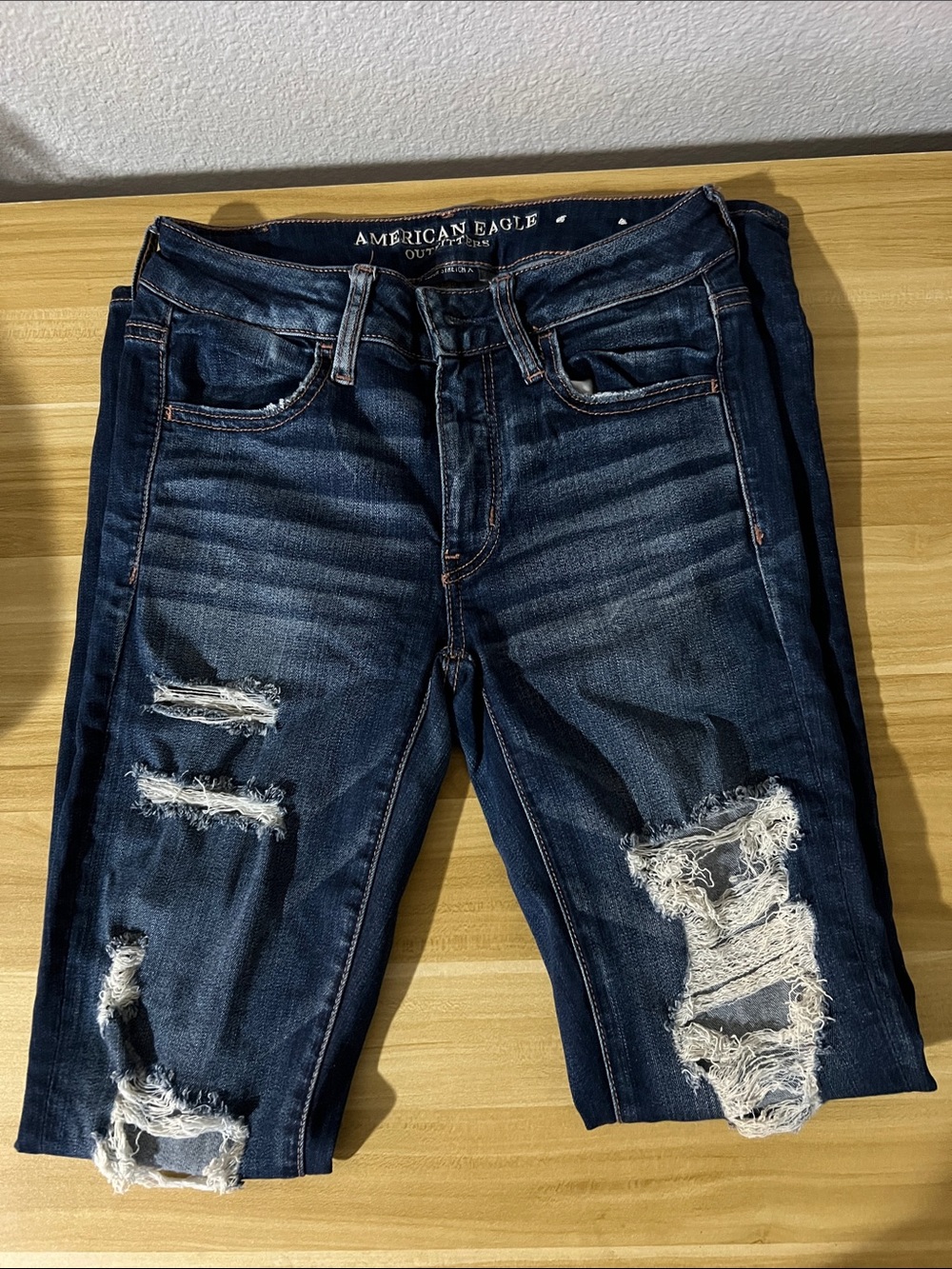 American Eagle Outfitters Men’s Dark Blue Distressed Skinny Jeans